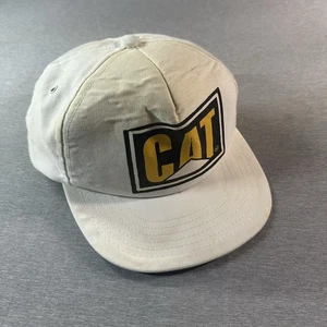 Gorra gorra vintage Cat Caterpillar Trucker SnapBack blanca parche años 90 hecha en EE. UU. - Imagen 1 de 5
