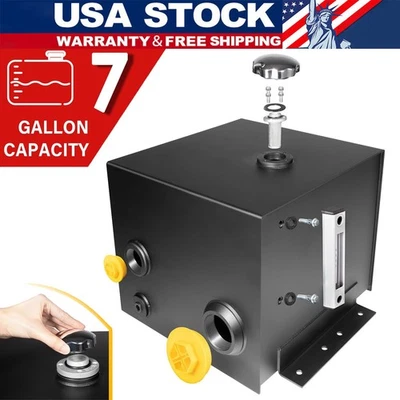 7 Gallon Hydraulic Fluid Reservoir Tank with Temp Gauge Sight-Gauge and Breather - Image 1 of 4