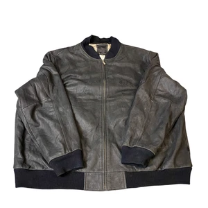 Sean John Leder Bomberjacke Herren XXL Grau Gefüttert Langarm Full Zipper - Bild 1 von 5