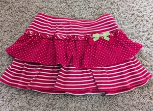 Gymboree 4 Cherry Cute Red Striped Tiered Skirt Skort - Picture 1 of 6
