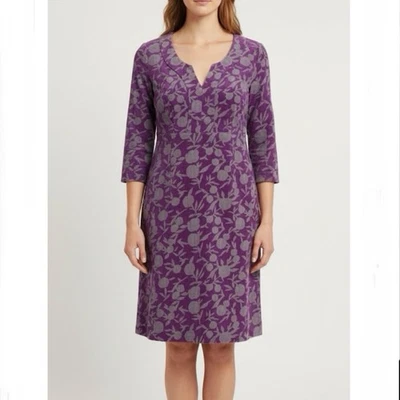 Vestido Boden Púrpura Gris Floral Pana Fina Ballena Manga 3/4 Talla 10 LARGO Foto 1 de 4