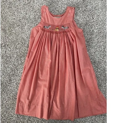 Amanda Remembered Handmade Smocked Dress Zebra Lion Coral - Image 1 of 4