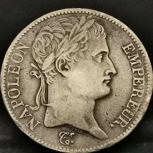 5 FRANCS 1808 B ROUEN ARGENT 900‰ NAPOLEON TETE LAUREE REPUBLIQUE / FRANCE - Foto 1 di 2