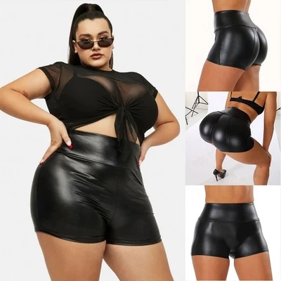 Brand New High Quality Hot Shorts Womens Yoga Sexy Sports Faux Leather - image 1 of 4