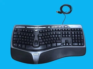 🎯 Microsoft Natural Ergonomic Keyboard Klawiatura 4000 v1 – (układ QWERTZ) - Zdjęcie 1 z 6