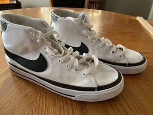 Nike Court Legacy High Top Mens Shoe Size 9 White Canvas - Picture 1 of 8