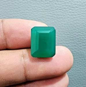 10,30 Ct Splendido Onice Verde Sfaccettato Taglio Smeraldo Gemma Sciolta Gioielli per Anello - Foto 1 di 8