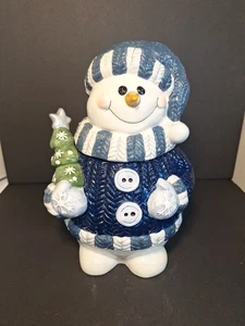 Adorable Blue Snowman Cookie Jar By Kitchen Traditions . - Picture 1 of 10