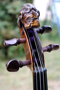 19th century LION HEAD ANTIQUE OLD GERMANY VIOLIN. LISTEN to the VIDEO! ID:1710 - Picture 1 of 24