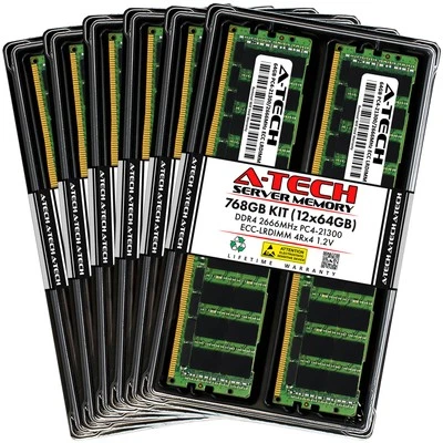 768GB 12x 64GB PC4-2666 LRDIMM Lenovo Flex System x240 M5 Memory RAM - Image 1 of 4