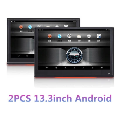 2PCS Car Headrest Monitor Video Player 13.3" Touch Screen RAM 2+32G Android 9.0 - Image 1 of 4