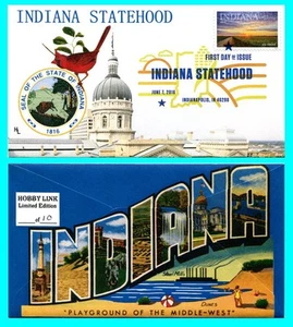 Indiana Statehood First Day Cover with Color Cancel Type 1 - Picture 1 of 1