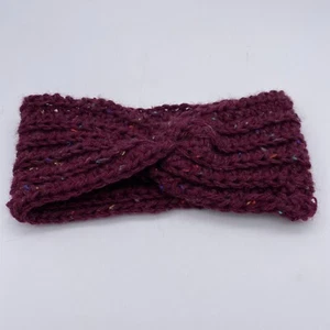 New Kids Crochet Knit Burgundy Purple Headband Ear Warmer Stretch Handmade CUTE - Picture 1 of 12