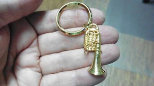 (M-205-D) TUBA KEY CHAIN ring keychain JEWELRY 24k gold plate Mirafone 5 valve - Picture 1 of 3