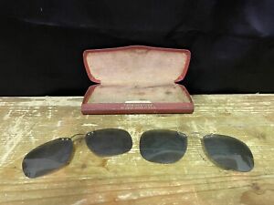 Vintage Polaroid England Clip on Sunglasses In Case T Bowing And Co