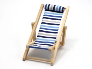 Dolls House Miniature 1/12th Scale Deck Chair Blue or Red Stripe GA339 - Picture 1 of 4
