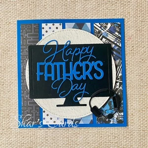 PC GAMER HANDMADE FATHERS DAY CARD in Blue, Gamer Dad, Gaming, made in Australia - Picture 1 of 2