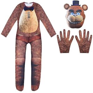 Kids Five Nights at Freddy's Costume Boys FNAF Cosplay Jumpsuit with Gloves Mask