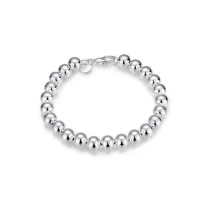 Para mujeres Damas Bola de Cuentas Pequeñas Pulsera Plateada Regalo Reino Unido Bg1724 - Imagen 1 de 5