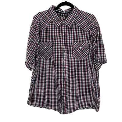 Lions Crest by English Laundry Pearl Snap Shirt Mens XXL Red Black Plaid Cotton - Image 1 of 4