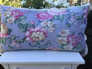 GORGEOUS FLORAL LINEN SHABBY CHIC CUSTOM TOSS PILLOW,DOWN INSERT,ACAPILLOW - Picture 1 of 9