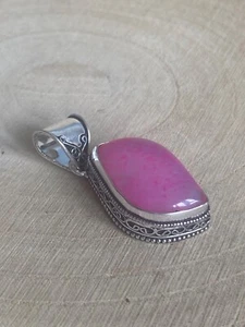 Ciondolo Naturale Agata Rosa Caldo Argento Sterling 925 Placcato Vintage Irregolare - Foto 1 di 5