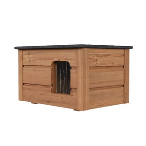 QLS Hunde- Katzenhaus aus Holz 53x39 cm Isoliert Winterfest Montiert Outdoor - Bild 1 von 14