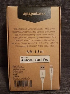 Amazon 1.8m iPhone iPad iPod Charger Cable (USB ) Charger 2-Pack - Picture 1 of 4