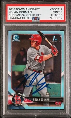 2018 Bowman Nolan Gorman Sky Blue 1st Bowman /499 #BD-117 Signed Psa 9/10 - Image 1 of 2