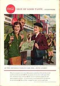 COCA COLA Print Ad BRUSSELS WORLD'S FAIR Belgium Boy Scout Vintage c1958 - Picture 1 of 1