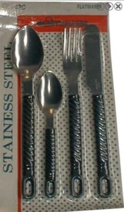 4 Piece Cutlery Set Knife Fork Soup Tea Spoon Stainless Steel Plastic Handle - Bild 1 von 2