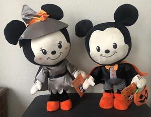 Mickey & Minnie Mouse Halloween Greeter By Gemmy Witch & Vampire Plush - Picture 1 of 7