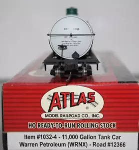 Atlas HO RTR WARREN Tank Car, 11K Gallon WRNX #12366 EUC - Picture 1 of 2