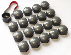 20 x 19MM HEX ALLOY WHEEL NUT BOLT CAPS GREY + Removal Tool Volvo XC60 - Picture 1 of 1