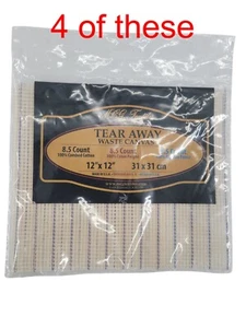 Lot of 4 MCG Textiles TEAR AWAY WASTE CANVAS Cross Stitch 8.5 Count - 12" x 12" - Picture 1 of 5