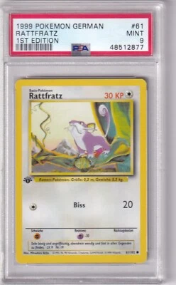 1999 Pokemon German Base Set No. 61 Rattfratz First Edition PSA 9 - Image 1 of 2