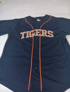 Detroit Tigers Trikot Vintage blau auf Knopfleiste Gr. L von der Bank #4 Higginson - Bild 1 von 8