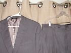 JOS A BANK Suit 43L 43 Long Signature Collection Silk Wool Gray Stripe 36 X 31