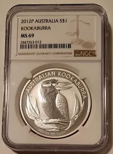 Australia 2012 P 1 oz Silver Dollar Kookaburra MS69 NGC - Picture 1 of 2