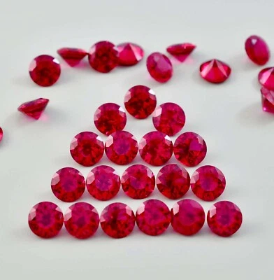 50 Pcs Natural Flawless Mogok Red Ruby Round Cut Loose Gemstone GIT Certified - Image 1 of 4