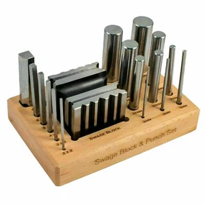 Swage Block & Punch Set 17pcs Steel Dapping Shaping Forming Craft 16 Punches - Picture 1 of 6