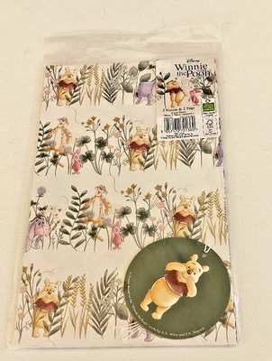 Disney WINNIE THE POOH 2 Gift Wrap sheets & 2 Round Gift Tags Tigger Piglet etc - Image 1 of 2