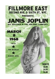 Janis Joplin naked on a concert poster mounted A4 repro poster. Choice of frame - Imagen 1 de 4