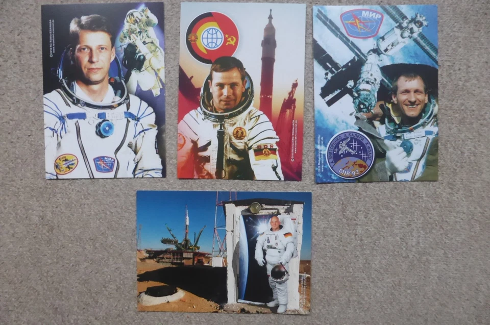 4 Raumfahrer-Autogrammkarten  A5,  Reiter, Gerst, Flade, Köllner  (blanco) , neu - Bild 1 von 1