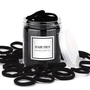 50 PIEZAS Corbatas para Cabello Negras, Algodón Sin Costuras Cola de Caballo, Sin Daños Elásticos Tiburón... - Imagen 1 de 5