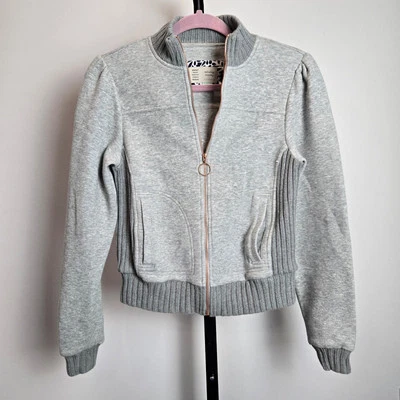 Anthropologie Saturday Sunday Gray Full Zip Bomber Sweater Ribbed Knit Jacket XS - Image 1 of 4