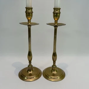 Pair of Vintage Brass Candlesticks Candle Holders Edwardian Style - Picture 1 of 13