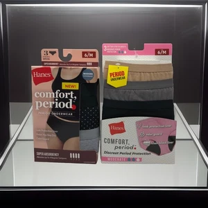 Hanes Women’s Period Underwear 6 Pack Size M Brief & Bikini Leakproof - Picture 1 of 7