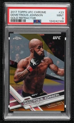 2017 Topps Chrome UFC Gold Refractor /50 Demetrious Johnson #23 PSA 9 MINT - Image 1 of 2