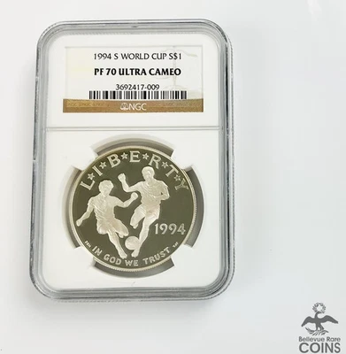 1994-S US $1 Silver Proof Coin WORLD CUP SOCCER/FOOTBALL NGC PF70 Ultra Cameo - Image 1 of 4